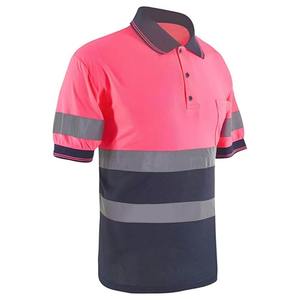 Chemise à manches courtes de visibilité supérieure personnalisée votre LOGO sur le polo de sécurité avec des rayures réfléchissantes vêtements de travail de construction haute visibilité - Product Image 2