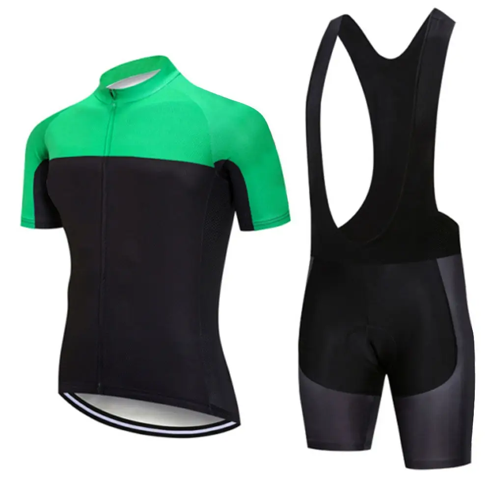 New Arrival Green Cycling Jersey Cycle Uniform Gel Padded Cycle Shorts MT-Bike Tour Team Bike Clothing Suit Uniform Set