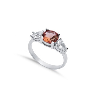 8mm rond Sultanite poire forme CZ pierre Cluster bague plaqué rhodium 925 bijoux en argent sterling pour acheteur en gros - Product Image 1