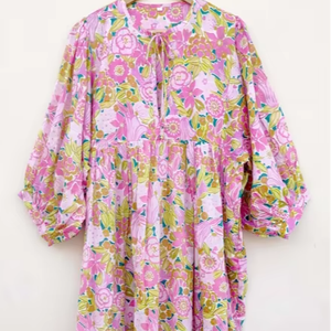 Robe Trendy Casual Long 100% Coton Imprimé Respirant et Lavable Longueur Sol - Product Image 1