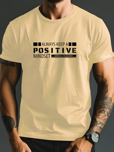 Camiseta de Manga Corta Deportiva Casual de Verano para Hombre, 100% Algodón, Diseño Liso con Estampado de Letras con Mensaje Positivo - Product Image 6