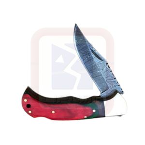Couteau à lame fixe en acier damas manche en résine multicolore couteau Bowie fait main pour la survie en plein air Combat pour - Product Image 5