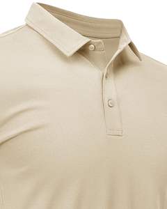 Polo homme beige personnalisé, manches courtes, respirant, en tissu piqué polyester-coton, logo personnalisé, tenue décontractée et professionnelle, OEM - Product Image 4