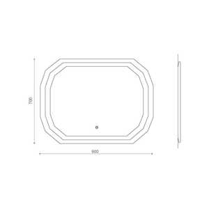 กระจกห้องน้ำดีไซน์อิตาลี 90X70 พร้อมไฟ LED ขอบเหลี่ยม-โคริซินี - Product Image 6