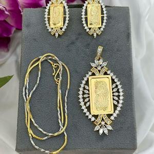 ชุดเครื่องประดับอัญมณีสังเคราะห์จากดีไซเนอร์สีทองสไตล์ชนเผ่าพร้อมต่างหูโซ่สำหรับงานแต่งงานคอลเลกชันสวมใส่สำหรับผู้หญิง - Product Image 1