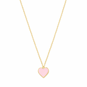 Collar con Colgante de Corazón Esmaltado en Rosa y Cadena Dorada con Cierre Magnético - Product Image 1