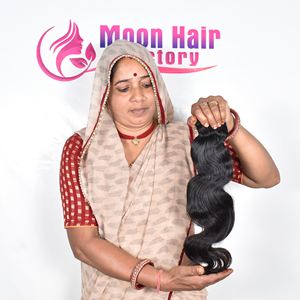 Cheveux humains naturels indiens de qualité supérieure, nouveaux et authentiques, lots de mèches ondulées, doux et soyeux, double trame machine, vente en ligne par l'exportation - Product Image 1