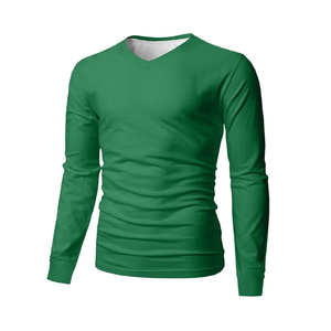 Maroon Color <b>Men's</b> Fashionable Solid Color <b>V</b> <b>Neck</b> <b>T</b> <b>Shirts</b> Customized Design Casual Long Sleeve Solid Color <b>T</b> <b>Shirts</b> For <b>Men</b> - Product Image 3