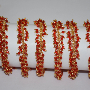 Top Quality Gold plated wire wrapped Red quartz Hydro beads <b>Rosary</b> Chain, Thick <b>Rosary</b> Beaded Chain for Jewelry Finding - Product Image 2
