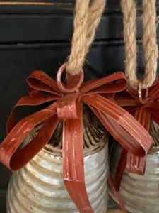 Campana de Metal Vintage grande hecha a mano de alta calidad, con lazo rojo y colgador de cuerda para puerta principal y Navidad - Product Image 4