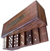 Jeu de dominos classique double six, boîte en bois artisanale, incrustation en laiton, bois de sheesham poli, écologique, haute qualité QG