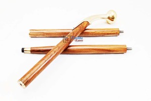 Bâton de marche nautique avec poignée en laiton de créateur Bâtons de marche en bois pour hommes Cadeau - Product Image 2