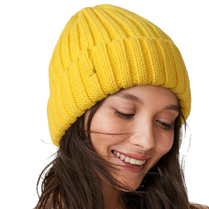 Bonnet en tricot 100% coton sans azo écologique-Chapeau d'hiver en tissu commun à motif à carreaux confortable pour adultes unisexes - Product Image 1