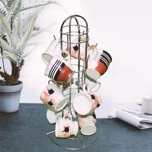 Étagère de rangement à 3 niveaux en bois et support de tasse à thé en métal support mural suspendu supports de rangement décoratifs à bas prix - Product Image 3