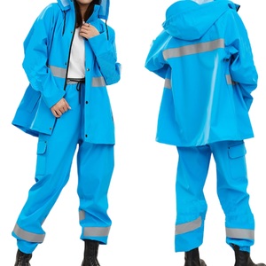 Vente chaude Fabricant de vêtements Meilleur matériau Logo personnalisé Veste de randonnée imperméable à capuche Combinaison de pluie pour femmes - Product Image 4
