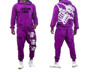 2024 Trending Custom puff Print chándal acampanado unisex apilados chándal hombres zip up hoodies chándales chándal para hombres - Product Image 2