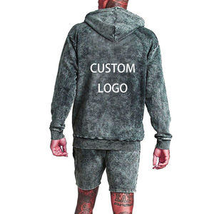OEM Latest <b>Short</b> Sweat Breathable Jogging Suit <b>Men</b> 2 Piece Custom Print <b>Shorts</b> Tracksuits Set Acid Wash Vintage Sweat suits - Product Image 3