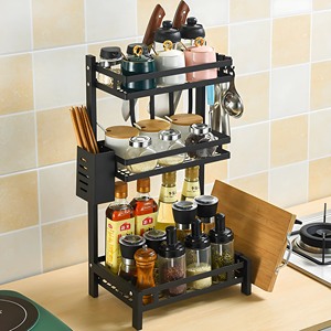 Étagère de présentation à 3 niveaux au design moderne pour le vin, les spiritueux, les épices, les ustensiles de cuisine, cadre en métal, rangement compact et pratique - Product Image 6