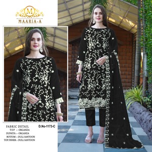 Elegante traje Salwar paquistaní de organza pesada con hermoso bordado y encaje elegante para bodas y fiestas Diwali Accesorio - Product Image 3