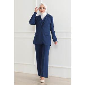 Ensemble de trois gilets décontractés indigo MSW19222-2, hauts longs mi-longueur - Product Image 3