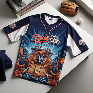 Ropa deportiva equipo 100% poliéster béisbol camisa Jersey impresión personalizada botón abajo béisbol Jersey sublimación Top - Product Image 2