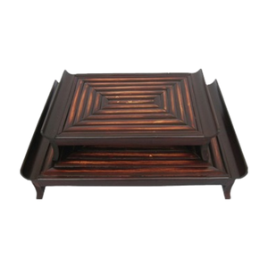Plateau en bambou traditionnel ensemble plateaux de service en bois rectangulaires avec poignées pour la maison cuisine nourriture Table basse-vente en gros disponible - Product Image 6