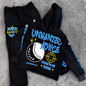 Pull-over du fabricant avec logo brodé sur mesure Ensemble pantalon de survêtement et sweat à capuche en coton épais Hoddie avec impression bouffante - Product Image 3