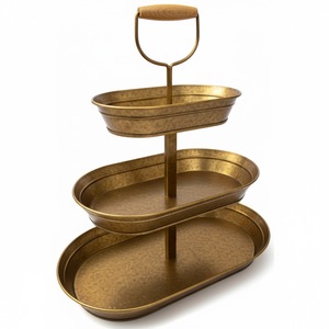 Soporte para Pastel de Hierro Galvanizado de Una Sola Capa con Mango de Madera, Acabado en Recubrimiento de Polvo Negro Mate, Directo de Fábrica, para el Hogar - Product Image 2