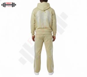 Conjunto Deportivo Personalizado 100% Algodón French Terry con Efecto Desgastado, Decoloración al Sol y Lavado Ácido, Sudadera con Capucha y Pantalones Deportivos con Cremallera, Impresión Serigrafiada OEM, 400 Gsm - Product Image 2