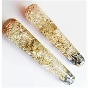 Tongkat pijat halus Orgone kristal kristal grosir kerajinan kristal Feng Shui Spa Reiki terapi energik tongkat pijat Resin
