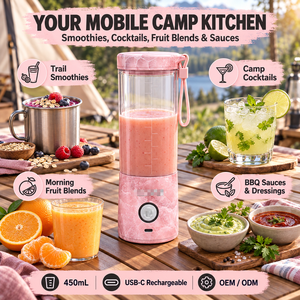 Mixeur Électrique Portable 450ml, Rechargeable USB-C, pour Smoothies et Glace Pilée, Idéal pour le Camping en Extérieur, Vente en Gros OEM - Product Image 2