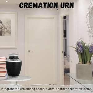 Urna de cremación de aluminio hecha a mano de plata de ónix para adultos seguro duradero funeral recuerdo de cenizas conmemorativas tamaño personalizado - Product Image 2