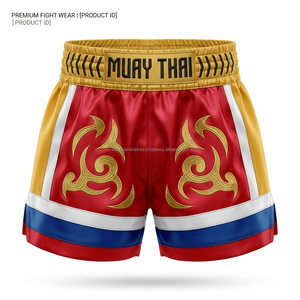 Ropa de Artes Marciales al por Mayor, Pantalones Cortos de Muay Thai y Boxeo, 100% Poliéster Lavado, Transpirable, con Logotipo Personalizado para Clubes de EE. UU. - Product Image 3