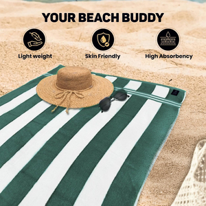 Fournisseur d'usine direct qualité supérieure 100% coton été piscine sable voyage cabana serviettes de plage couleur personnalisée motif de logo personnalisé - Product Image 2