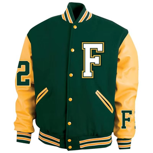 Vestes universitaires personnalisées pour hommes, vestes de baseball chaudes d'hiver, bombardiers à manches en cuir, logo brodé, style lycée - Product Image 1