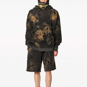 Sweat à capuche polaire d'hiver pour hommes de haute qualité, lavage à l'acide, conception en détresse, respirant, confortable, brodé, teint uni, meilleure vente - Product Image 2