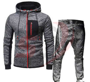 Chándal de fitness para hombres Ropa de gimnasio Conjunto de Jogger de dos piezas Traje de entrenamiento de manga larga Traje deportivo cómodo - Product Image 3