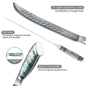 Damascus Ham Knife Japan VG-10 Steel Brisket Slicing Knife Kitchen Dazzling <b>Abalone</b> <b>Shell</b> Handle Sharp Slicer Bread Knife - Product Image 3