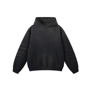 Sweat à capuche oversize en molleton 100% coton délavé au soleil, coupe coupe-vent, technique brodée, épaules tombantes, pour l'hiver et l'extérieur, fabriqué au Pakistan - Product Image 2