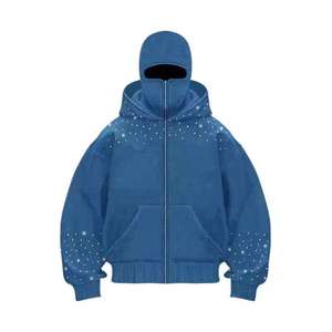 Sudadera con Capucha y Cremallera para Hombre, Diseño de Ninja con Pedrería, Impresión Digital Personalizada, Algodón Grueso, Pasamontañas, Temporada de Invierno - Product Image 3