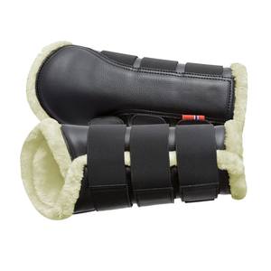 Bottes de brossage pour chevaux en cuir pleine fleur noir avec verrouillage synthétique et rembourrage en vison Produit de soin pour chevaux de qualité supérieure - Product Image 4