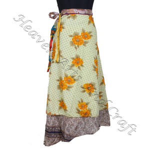 ใหม่กระโปรงผ้าไหมอินเดียส่าหรีมหัศจรรย์สำหรับผู้หญิงกระโปรงยาว2ชั้นใส่กลับด้านได้ผ้าส่าหรีโบโฮ - Product Image 4