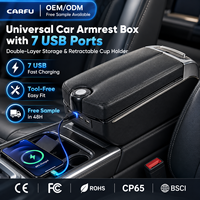 Boîte d'accoudoir universelle personnalisée pour voiture avec 7 ports USB, organisateur de console centrale réglable et porte-gobelet pour berlines et SUV