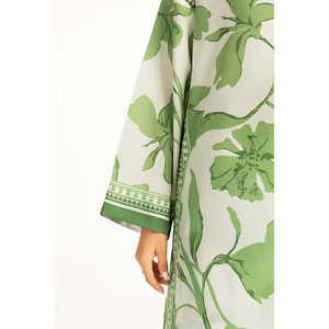 Conjunto Coordinado Estampado de Cambray Off-White para Mujer, Atuendo Casual de Gasa de 2 Piezas, Talla 3XL - Para Primavera/Verano - Product Image 2