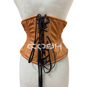 Corsé Brillante Naranja de Moda para Fiesta, Corsé Ajustado con Cordones Debajo del Busto |   Corsé de Moda Glamuroso al por Mayor - Product Image 6