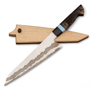 Vente en gros de commandes en vrac personnalisées OEM ODM couteau de cuisine de chef à manche en résine et lame en acier faite à la main avec couteaux de chef en bois - Product Image 1