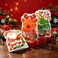 Sac à fermeture éclair en forme de sapin de Noël avec impression personnalisée, idéal pour bonbons, biscuits, snacks, cadeaux et emballages de fêtes pour les marques alimentaires