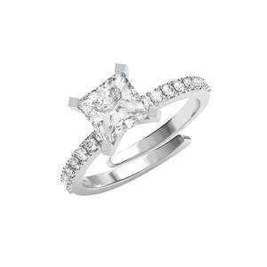Anillos de Plata de Ley 925 de Primera Calidad para Mujer, Diseño Geométrico Romántico, Corte Princesa, Diamante, Rodio, Platino Fino - Product Image 1