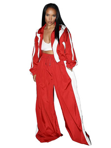 Venta al por mayor de chándal para mujer, ropa de salón informal lisa, chándal de talla grande, conjunto de nailon - Product Image 3