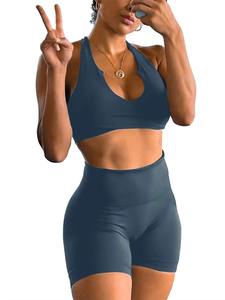 Vente chaude femmes de haute qualité sans couture Spandex Polyester Yoga Set Solid Pattern-Nouvelle Arrivée Écologique Vente en gros Hot Seller - Product Image 5